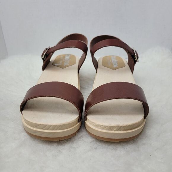 Sandgrens Clogs Vienna Low Sandal Cognac Brown Leather Size 8.5 US 39 EUR - Picture 2 of 10